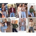thumbnail image 5 of PRETTYGARDEN Womens Cropped Button Up Knit Cardigan Sweater | Cute Crewneck Long Sleeve Lightweight Tops, Fall Trendy Slim Fit Soft Cozy Casual Cardigans, Holiday Party Sweaters, 5 of 10