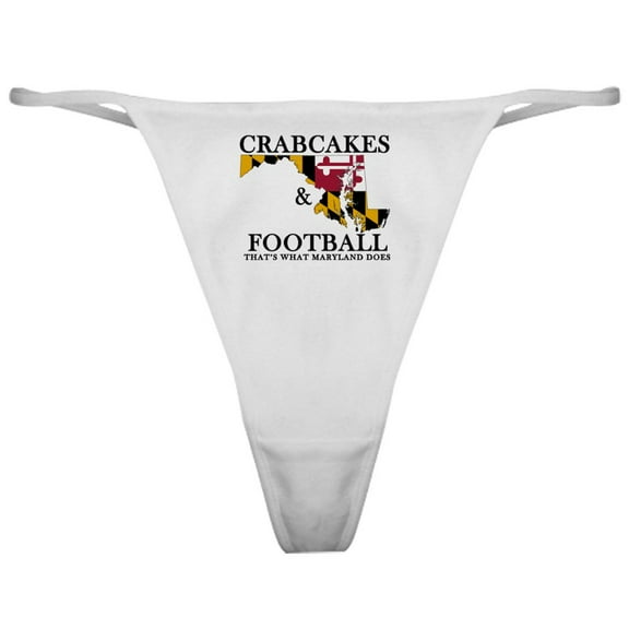 CafePress - Old School Crabcakes & Football Classic Thong - Women's Novelty Thong Panties Underwear