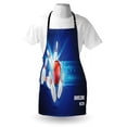 thumbnail image 3 of Bowling Party Apron Bowling Strike Image Red Ball and Classical Pins in Vivid Composition, Unisex Kitchen Bib Apron with Adjustable Neck for Cooking Baking Gardening, Red Aqua Blue, by Ambesonne, 3 of 3