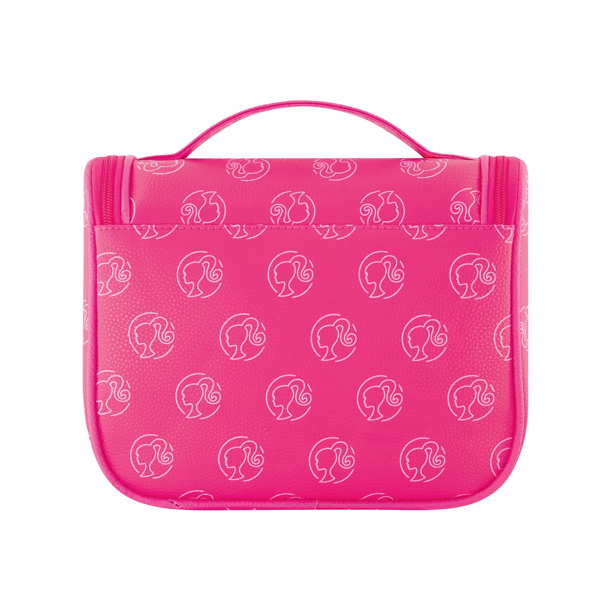 Barbie Women's Makeup Bag, Small Travel Cosmetic Zipper Pouch Organizer with Logo, Pink