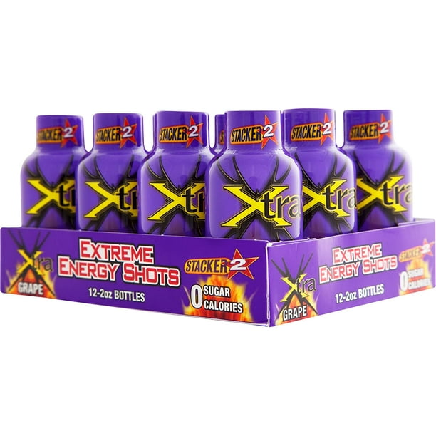 Stacker 2 Xtra Extreme Energy Shot Grape case 12 bottles