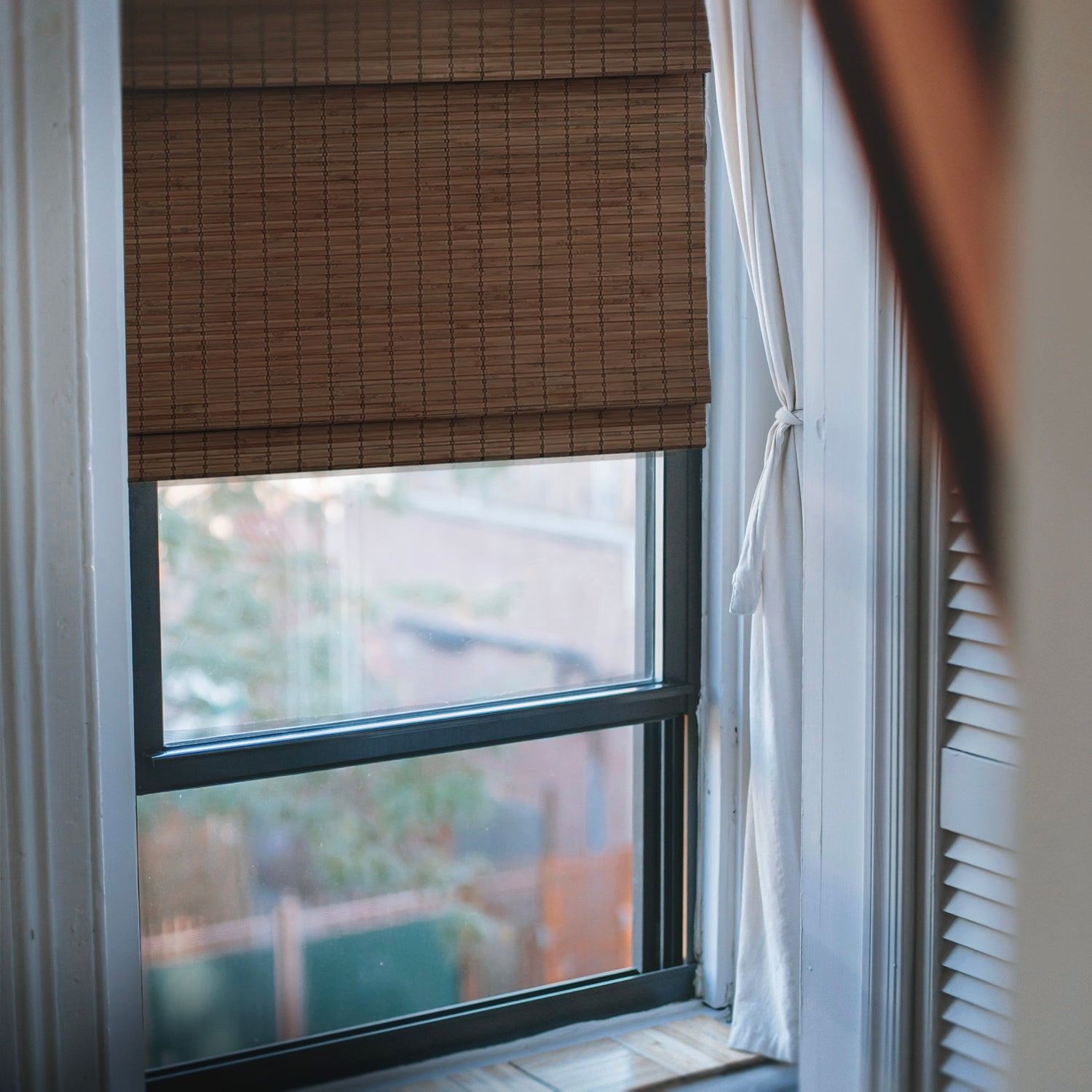 24"x66" Bamboo Flat-Weave Slat Stick Roll Up Blinds Window Sun Filtering Shade 