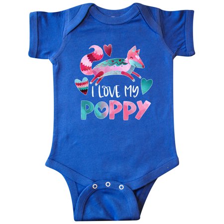 

Inktastic I Love My Poppy Pink and Blue Fox with Hearts Gift Baby Boy or Baby Girl Bodysuit