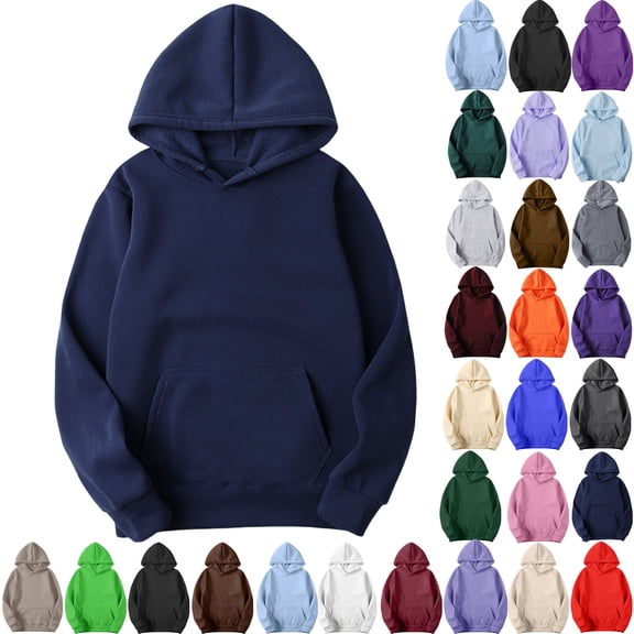 Women's Winter Fleece Hoodies & Sweatshirts Casual Long Sleeved Hooded Pocket Navy Hoodie Pullover (Available in Plus Size) Sizes S-3XL Up To 65% Off!