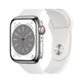 thumbnail image 1 of Restauré Apple Watch Série 8 (GPS + Cellulaire, 45mm) Boîtier en Acier Inoxydable Argent avec Bande de Sport Blanc - Excellent (Certifié Rénové), 1 of 5