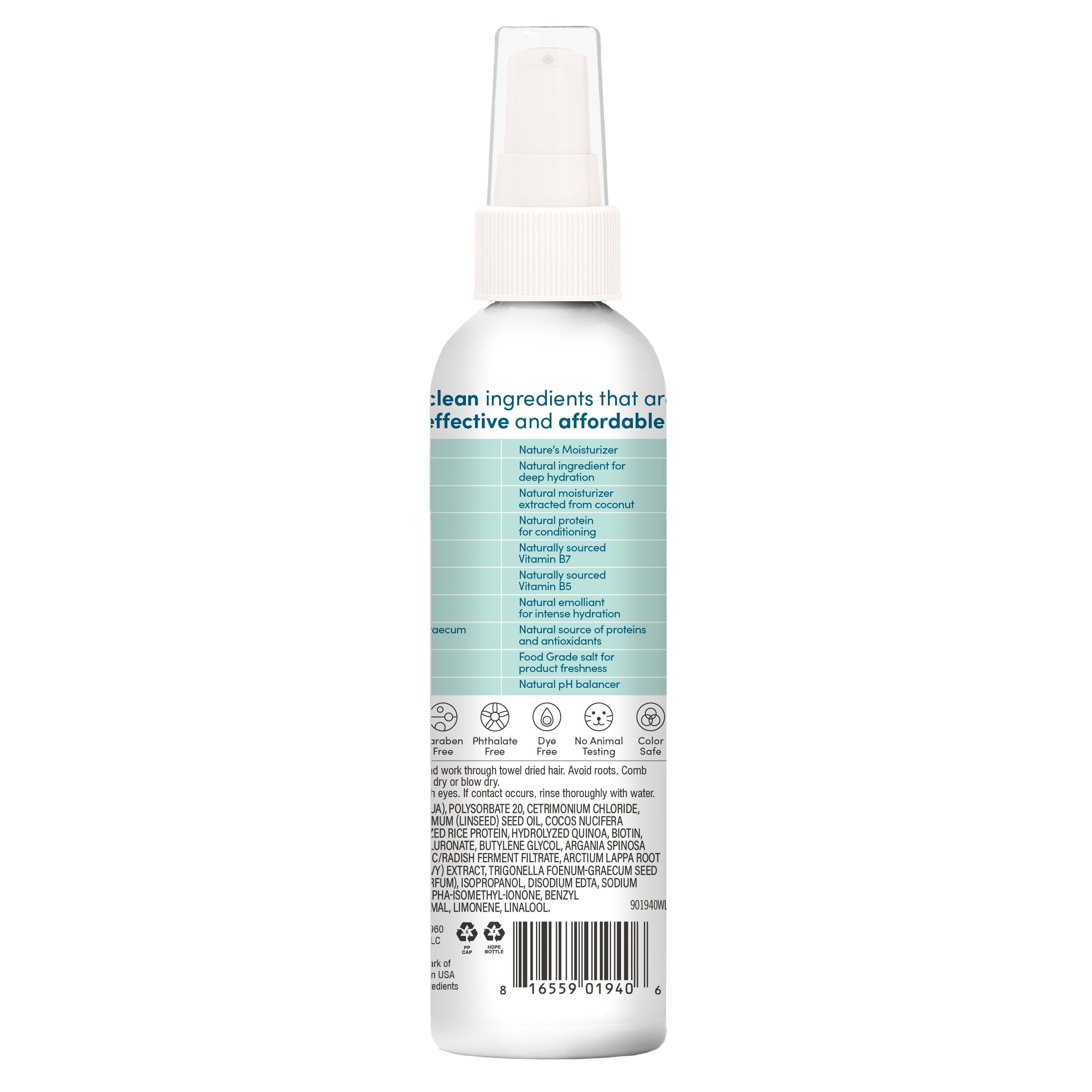 earth Clean Beauty 7-in-1 Leave-In Treatment with Hyaluronic Acid, 6 fl oz.