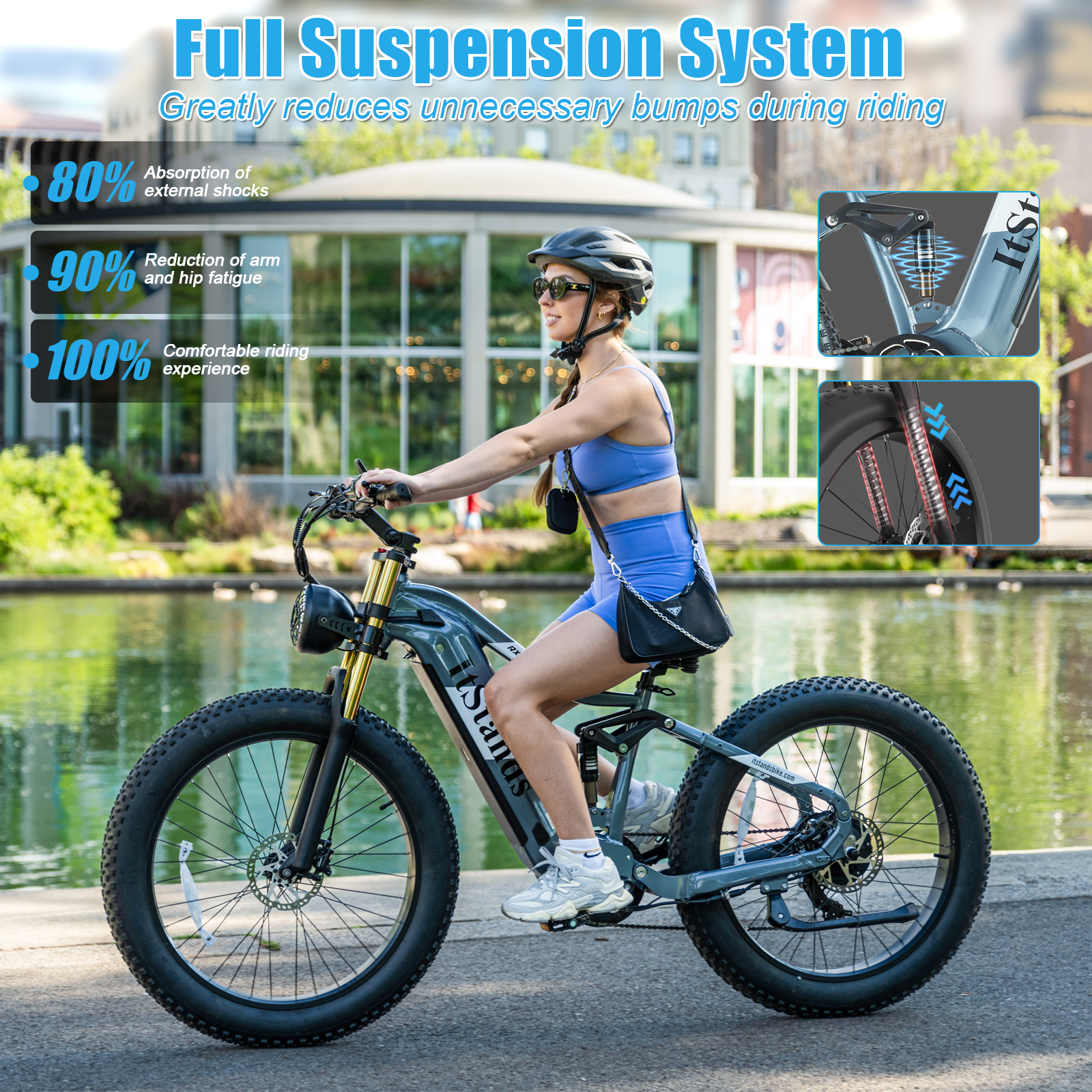 BIGUODIR Electric Bike Adults 1000W Peak, 48V 30AH Removable Battery LG Cells 26" Fat Tire Full Suspension Ebike, 30MPH Off Road Mountain E Bike with 8 Speed Gears,120Miles Dual Hydraulic Disc Brakes