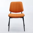 thumbnail image 3 of Dining Chairs Set of 4, Mid-Century Modern PU Leather Upholstered Dining Room Chairs with Curved Back and Metal Legs Adjustable Feet, Luxury Ultra Side Chairs for Living Room Kitchen, Orange, 3 of 7