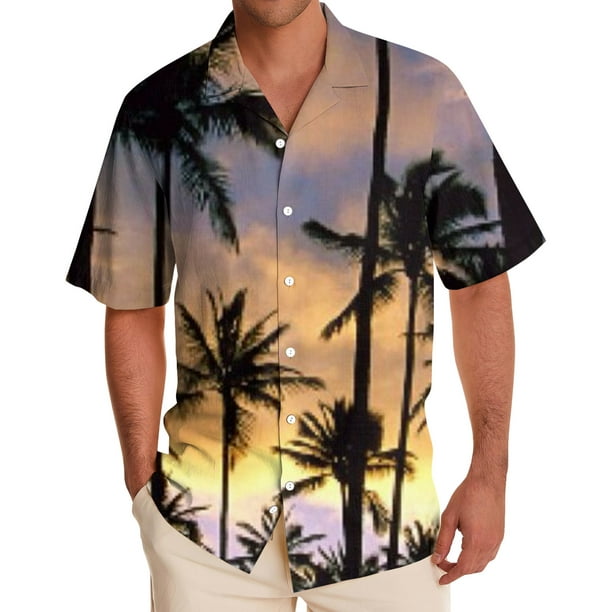 Short Sleeve Button Shirt Men'S Casual Short Sleeve Shirt Loose Shirt With Pocket M