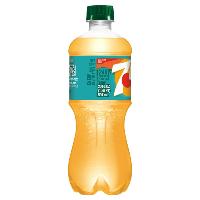 7UP Tropical Caffeine Free Lemon Lime Mango Peach Soda Pop, 20 fl
