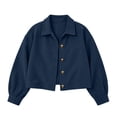 thumbnail image 3 of Edvintorg Jacket for Women Long Sleeve Casual Corduroy Coat Button Down Cropped Outerwear Woman Clothes Navy S-2XL, 3 of 8