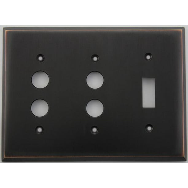 Oil Rubbed Bronze 3 Gang Wall Plate 2 Push Button Light Switches 1