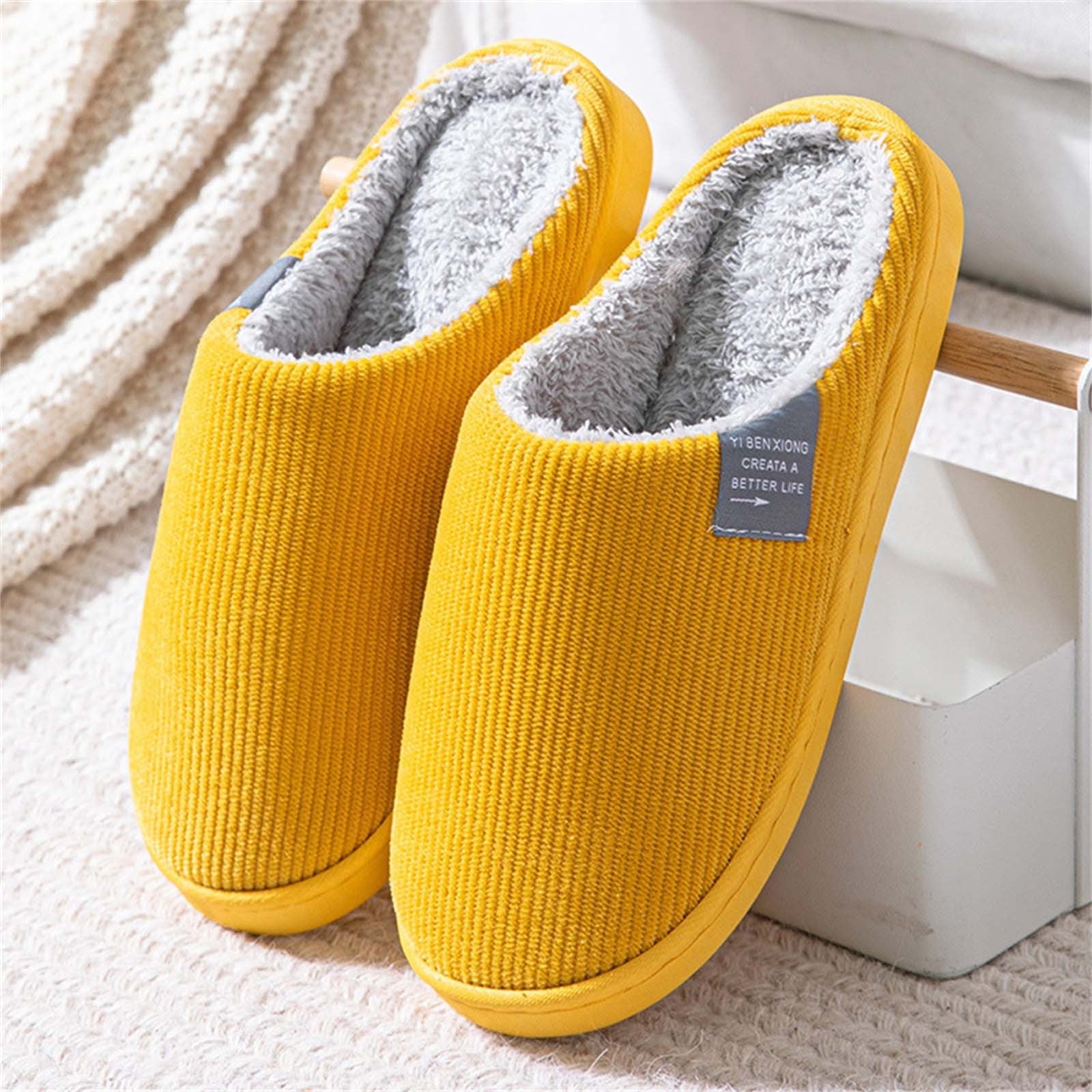 Soft Warm Cotton Slippers, Non-Slip Indoor Shoes, Waterproof Upper