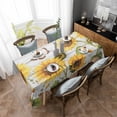 thumbnail image 4 of Yellow Sunflowers Rectangle Tablecloth, Vintage Country Flowers Butterfly Wood Board Waterproof & StainResistant Tablecloth, Washable Oil-proof Table Cover for Dining/Party/Wedding/Buffet 60x84 In, 4 of 9
