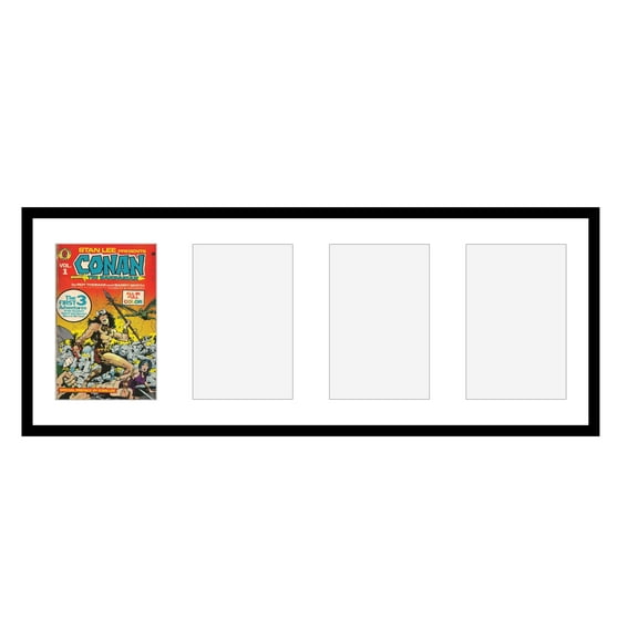 Comic Book Frame with Mat for 4 Current Era Comics Published After 1985 - Black Frame for 6.875x10.5 Comics