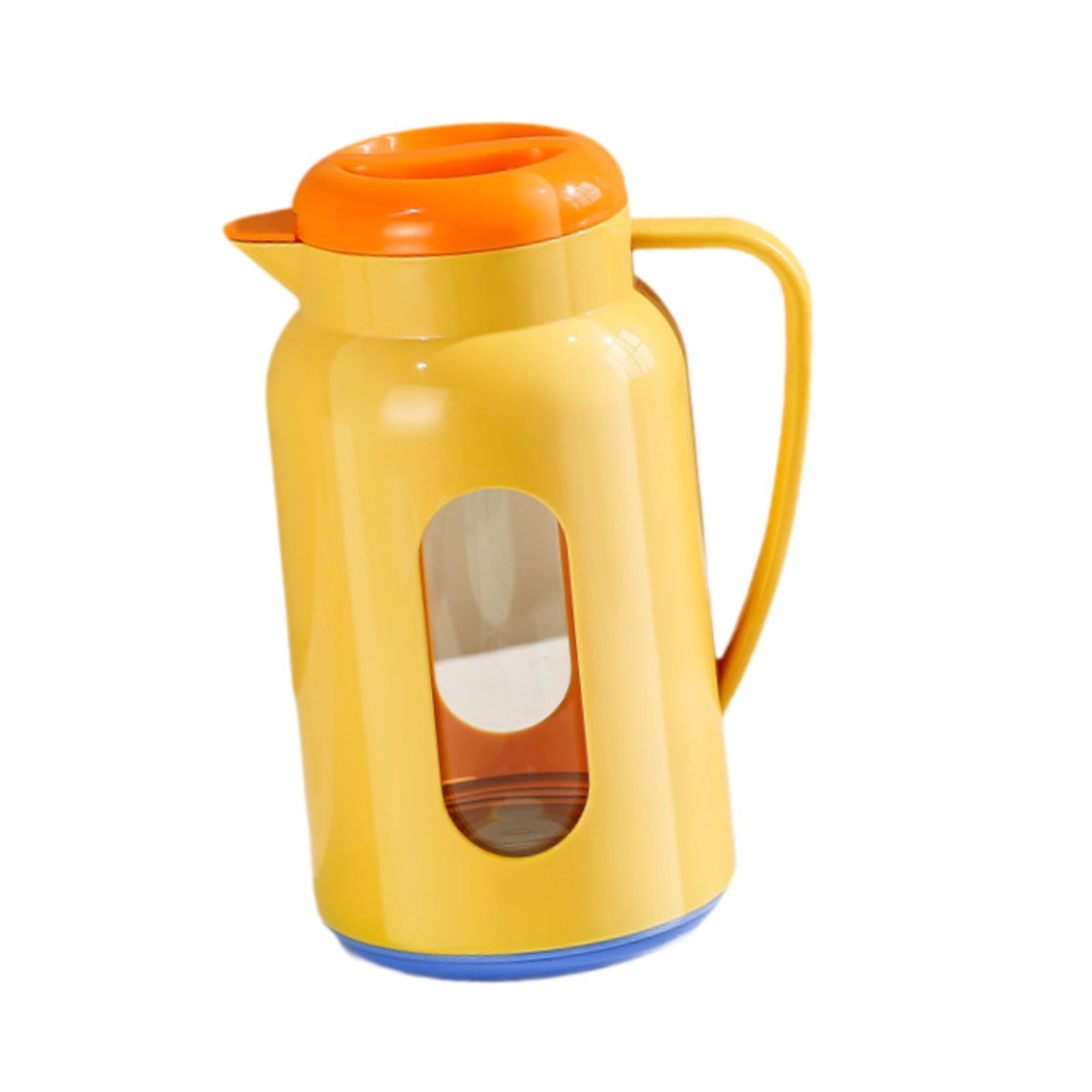 Fiocias Glass Pitcher Easy to Fill Cold Drink Jug Leakproof Fridge Jug Kettle for Summer Orange Blue