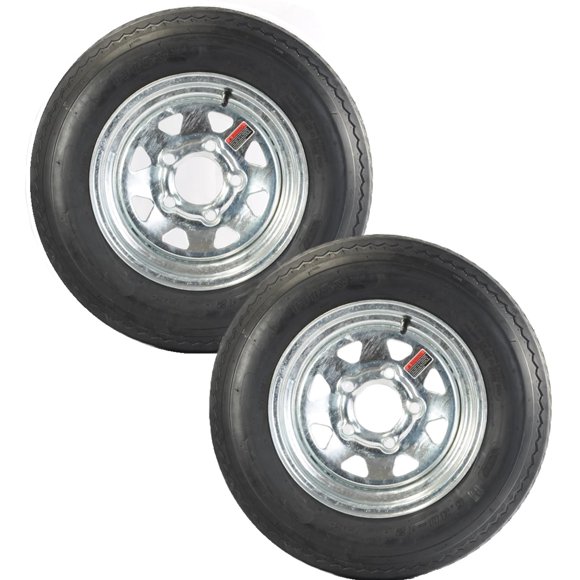 eCustomrim 2-Pack Equipment Trailer Tire On Rim 5.30-12 530-12 5.30X12 Galvanized 5 Lug Wheel - 2 Year Warranty w/Free Roadside
