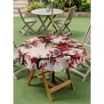 thumbnail image 3 of Outdoor Tablecloth with Umbrella Hole and Zipper, Red Flowers Round Table Cloth 60 Inch Waterproof Tablecloth, Chinese Plum Blossoms Traditional Ink Painting Picnic Table Cover for Patio Camping, 3 of 7