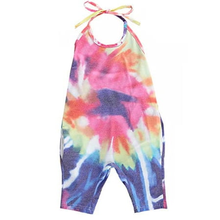 

Styles I Love Toddler Kid Girls Tie-Dye Sleeveless Cotton Romper Colorful Halter Overalls Harem Jumpsuit Spring Summer Outfit (Orange 110/3T)