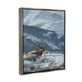 thumbnail image 3 of Stupell Industries Deer in Snowy Mountains Nature Painting Gray Floater Framed Art Print Wall Art, 17 x 21, 3 of 9