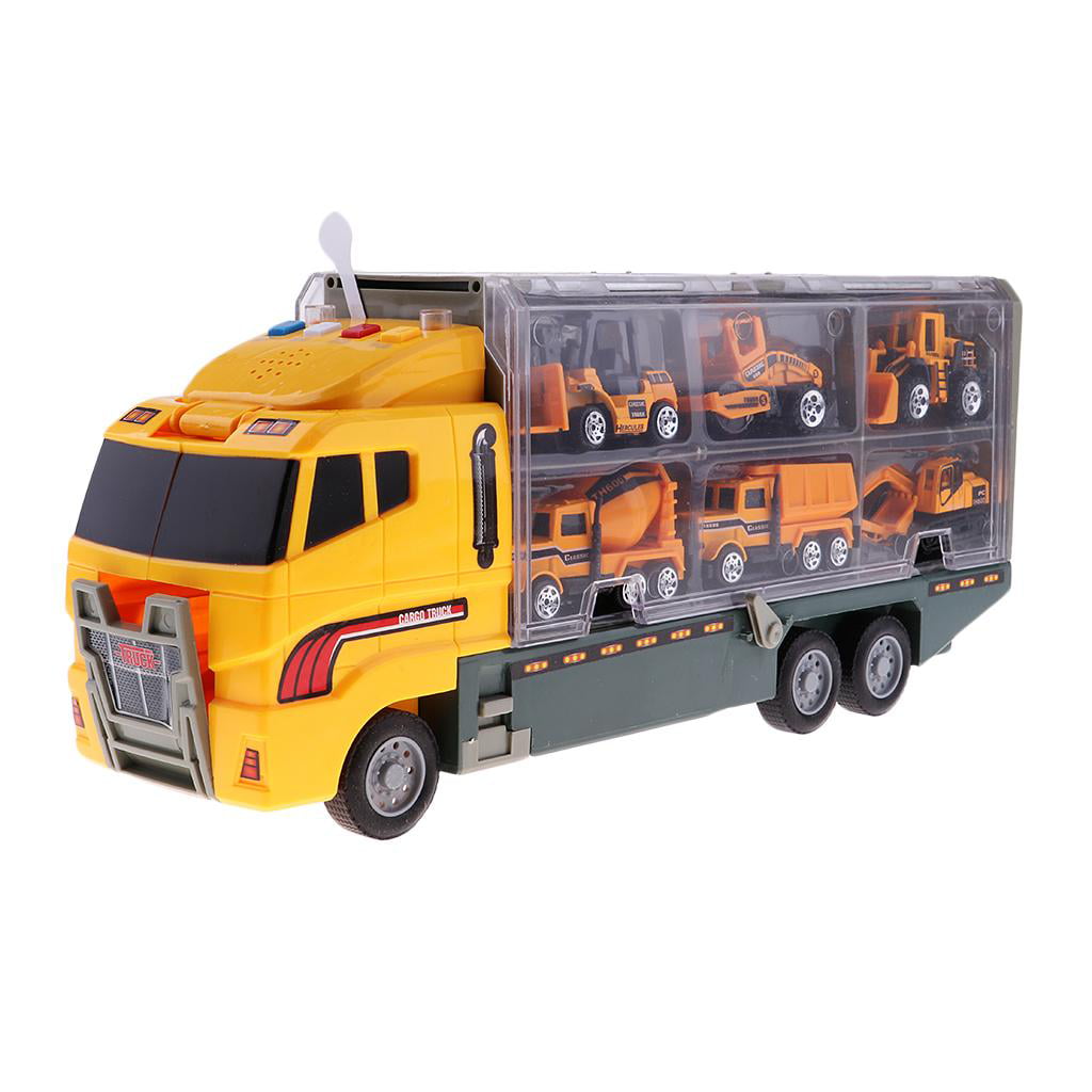 5 Inches Yellow Pullback Action Diecast Construction Dump Truck 1:64 Scale 