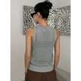 thumbnail image 4 of Womens Summer Knit Sweater Tank Tops Round Neck Crochet Hollow Out Sleeveless Casual Crop Shirt Grey L, 4 of 9