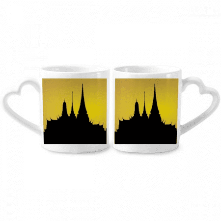 

Thai Culture Shadow Temple Couple Porcelain Mug Set Cerac Lover Cup Heart Handle