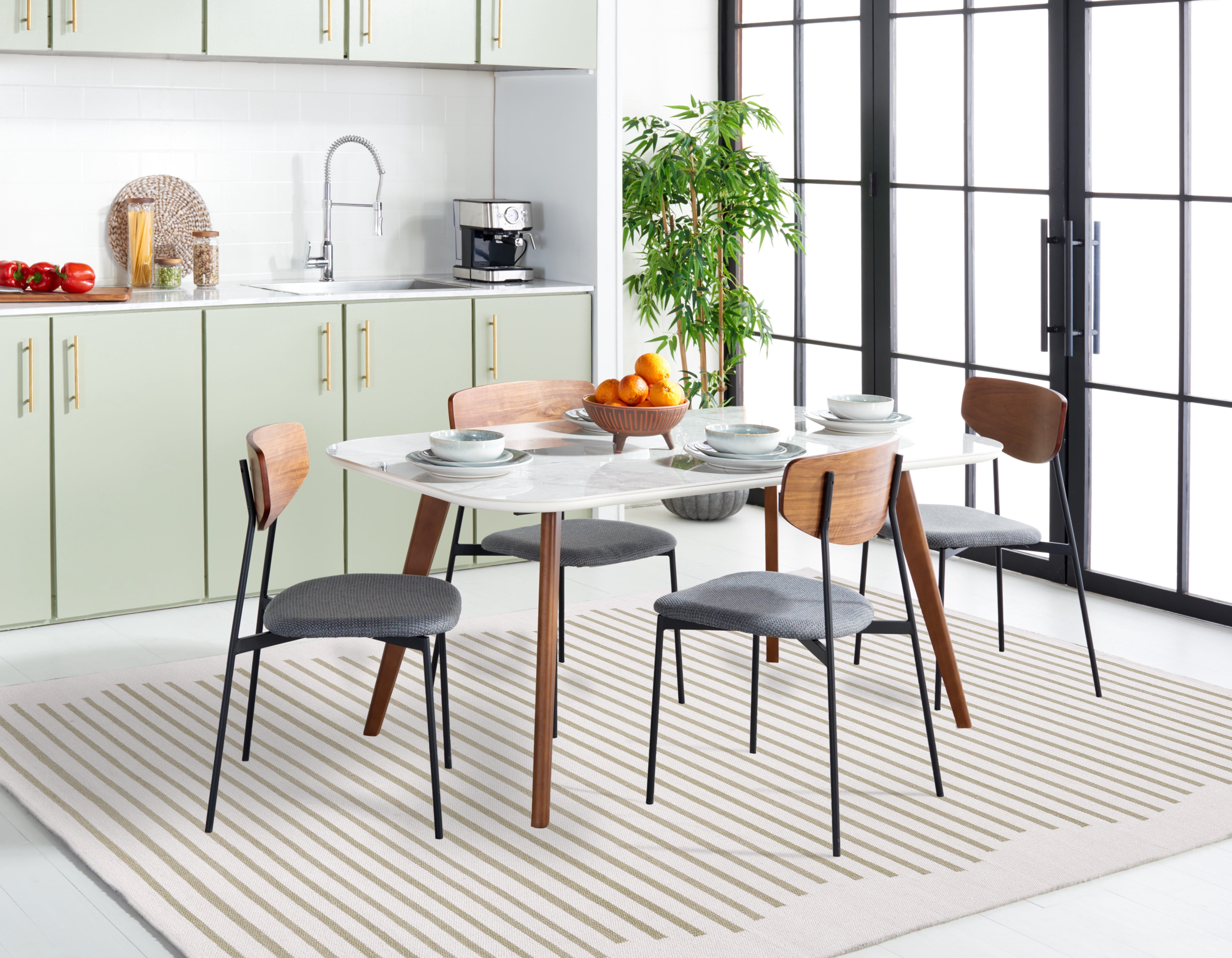 SAFAVIEH Montauk Amadine Striped Cotton Area Rug, Ivory/Light Green, 9' x 12'