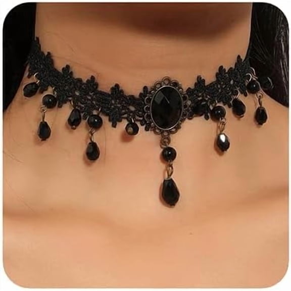 Black Lace Tassels Choker Necklace - Boho Fashion Prom Dainty Sexy Body Chain