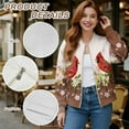 thumbnail image 6 of DISNIMO Northern Cardinal Printed Jackets for Women Floral Printed Sweatshirts Zip Up Outwear Long Sleeve Jackets for Fall Winter, L, 6 of 7
