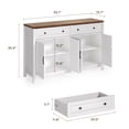 thumbnail image 7 of Aiho 55.1" Buffet Cabinet with 2 Drawers and 4 Doors, Farmhouse Sideboard Storage Cabinet with Adjustable Shelves for Kitchen, Living Room, Dining Room, White & Brown, 7 of 7