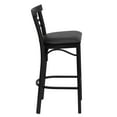 thumbnail image 6 of Flash Furniture 2 Pack HERCULES Series Black Two-Slat Ladder Back Metal Restaurant Barstool - Black Vinyl Seat, 6 of 8