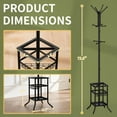 thumbnail image 6 of Freestanding Metal Coat Rack with Umbrella Holder, 12-Hook Space-Saving Entryway Stand in Stainless Steel Finish, 6 of 18