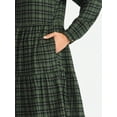 thumbnail image 4 of Time and Tru Women's Tiered Plaid Flannel Dress, Sizes XS – XXXL, 4 of 5