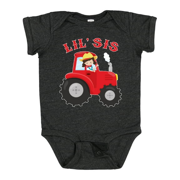 Inktastic Farmer Tractor Little Sis Girls Baby Bodysuit