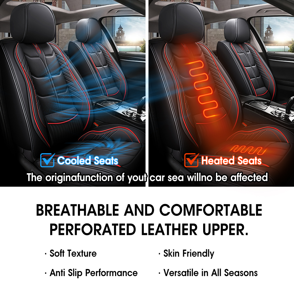5 Seats Leather Car Seat Covers,Car Seat Covers Full Set,Automotive Seat Covers ,Fit for Most Cars SUV and Most Sedans Hatchbacks Crossovers,Breathable Waterproof Full Wrapping Edge Seat Covers