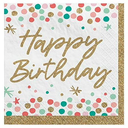 Amscan 712747 Big Wish Birthday Luncheon Napkins, 6.5-inch Square, Paper