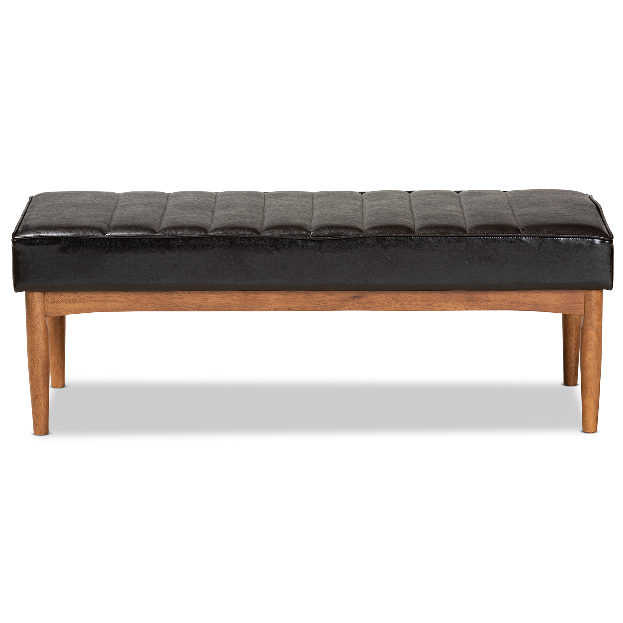 Baxton Studio Daymond Upholstered & Tufted Bench, Dark Brown