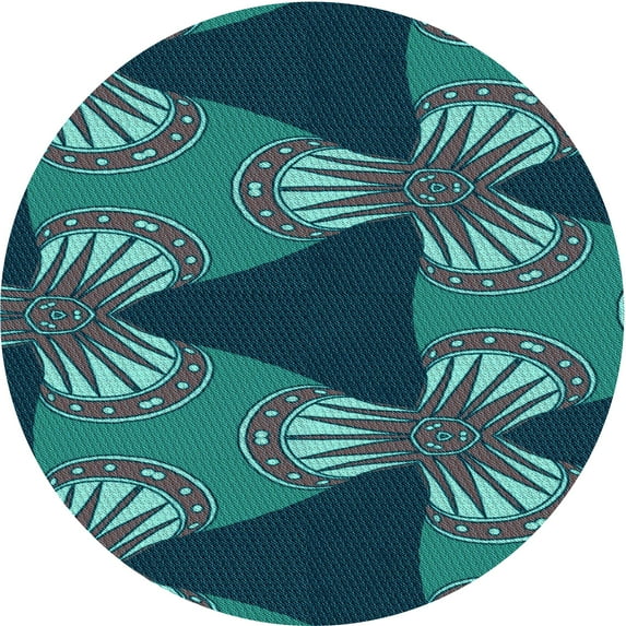 Ahgly Company Machine Washable Indoor Round Transitional Light Sea Green Area Rugs, 8' Round