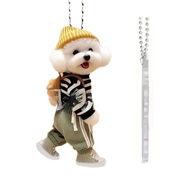 Creative Puppy Backpack Rearview Mirrors Pendant Car Ornaments 2D