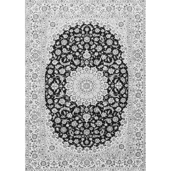 Ahgly Company Indoor Rectangle Medallion Gray Traditional Area Rugs, 4' x 6'