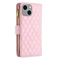 thumbnail image 4 of SaniMore for iPhone 13 PU Leather Case, Magnetic Clasp Flip Zipper Wallet Cover with Card Slot & Adjustable Kickstand Wrist Strap Full Body Protective Shell for Women Girls, Pink, 4 of 9
