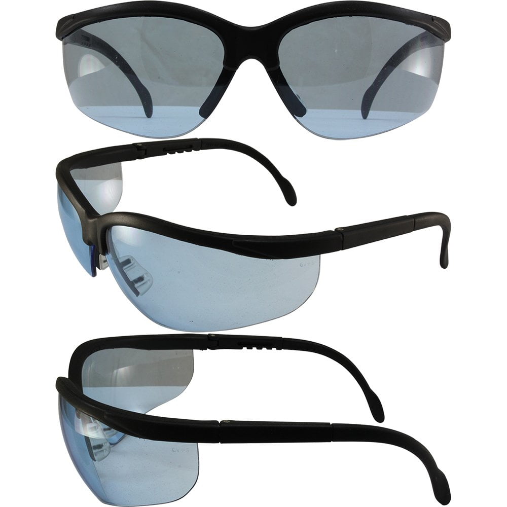 Global Vision Blue Moon Safety Sunglasses Black Frames Blue Lenses ANSI