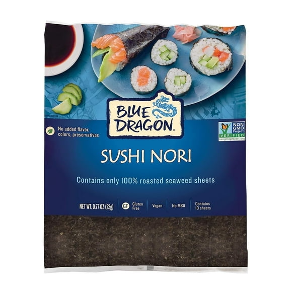 Blue Dragon Sushi Nori, 10 Sheets, .77 oz, Pack of 10