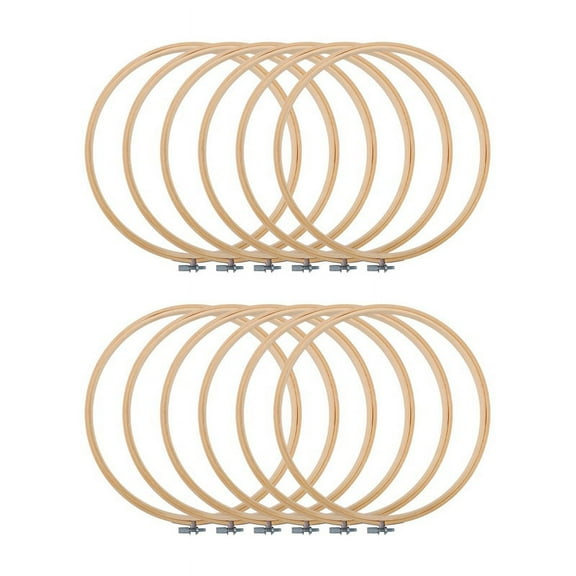 12 Pieces 10 Inch Embroidery Hoops Wooden Round Adjustable Bamboo Circle Hoop Ring Bulk for Art Craft