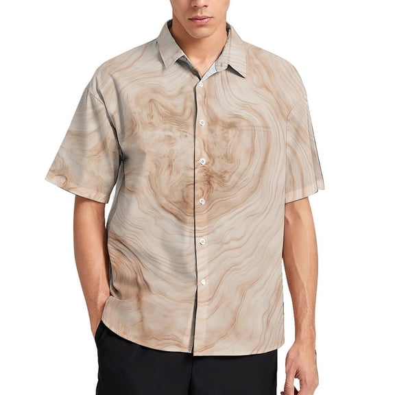 Wood Grain Texture Men's Shirts Short Sleeve Casual Shirts Button Down Shirt for Men Beach Summer Wedding Shirt