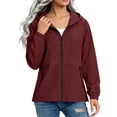 thumbnail image 2 of Lightweight Rain Jacket Women Waterproof - Raincoat for Women Solid Color Mid Waterproof Hooded Rain Jacket Lightweight Zip-Up Windbreaker With Pockets, 2 of 8