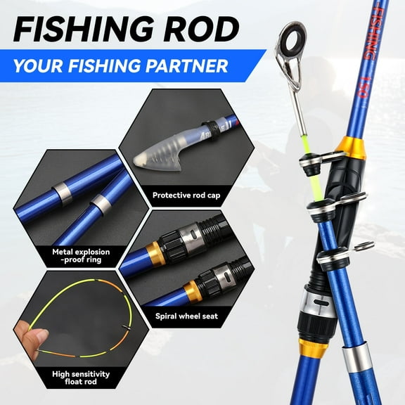 2.1m Telescopic Toughness Fishing Rods, Casting Fishing Rod Collapsible Extendable Fishing Rod for Saltwater Freshwater