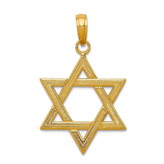 10k Gold Polished Religious Judaica Star of David Pendant Necklace 28x17mm Wide Pendant for Women