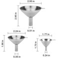 thumbnail image 3 of Embudos pequeños, paquete de 3 mini embudos de metal de acero inoxidable para alimentos con juego de cepillos de limpieza para llenar botellas, uso en la cocina, (1.78/2.16/2.95 in), 3 of 5
